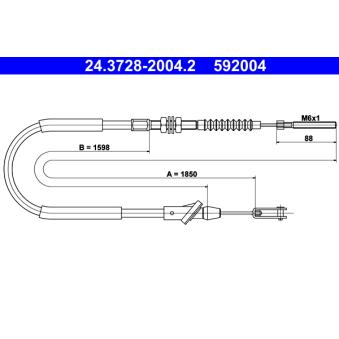 Tirette à câble, commande d'embrayage ATE 24.3728-2004.2