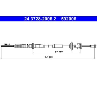 Tirette à câble, commande d'embrayage ATE 24.3728-2006.2 pour SUBARU JUSTY 1.5 AWD - 99cv