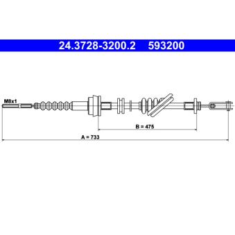 Tirette à câble, commande d'embrayage ATE 24.3728-3200.2