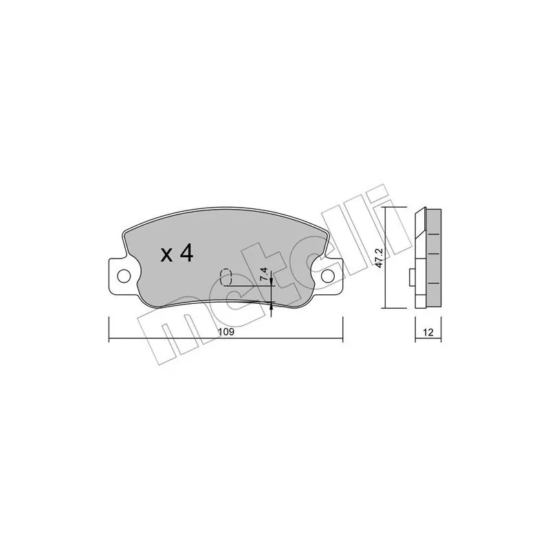Jeu de 4 plaquettes de frein arrière METELLI 22-0035-0 - Visuel 1