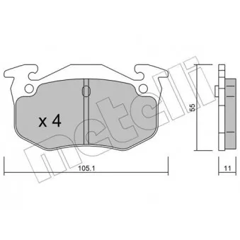 Jeu de 4 plaquettes de frein arrière METELLI OEM 7701203969
