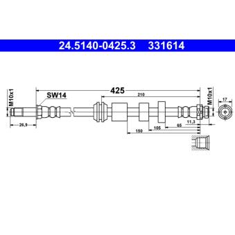 Flexible de frein ATE 24.5140-0425.3 pour VOLVO V40 T4 - 200cv