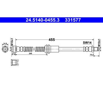 Flexible de frein ATE 24.5140-0455.3 pour BMW Série 5 E 350 4-matic - 306cv