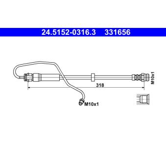 Flexible de frein ATE 24.5152-0316.3 pour AUDI A5 2.0 TFSI Mild Hybrid - 252cv