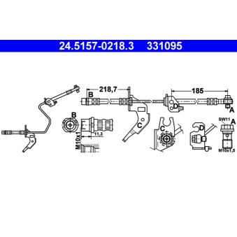 Flexible de frein ATE 24.5157-0218.3 pour DAEWOO NUBIRA 1.7 CDTi - 110cv