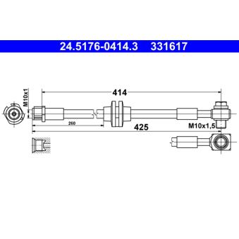 Flexible de frein ATE 24.5176-0414.3 pour MINI MINI 2.0 CDTi - 110cv