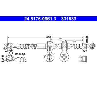 Flexible de frein ATE 24.5176-0661.3 pour OPEL CASCADA 1.6 - 136cv