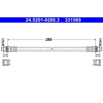 Flexible de frein ATE 24.5201-0280.3 pour SEAT LEON 1.6 - 82cv
