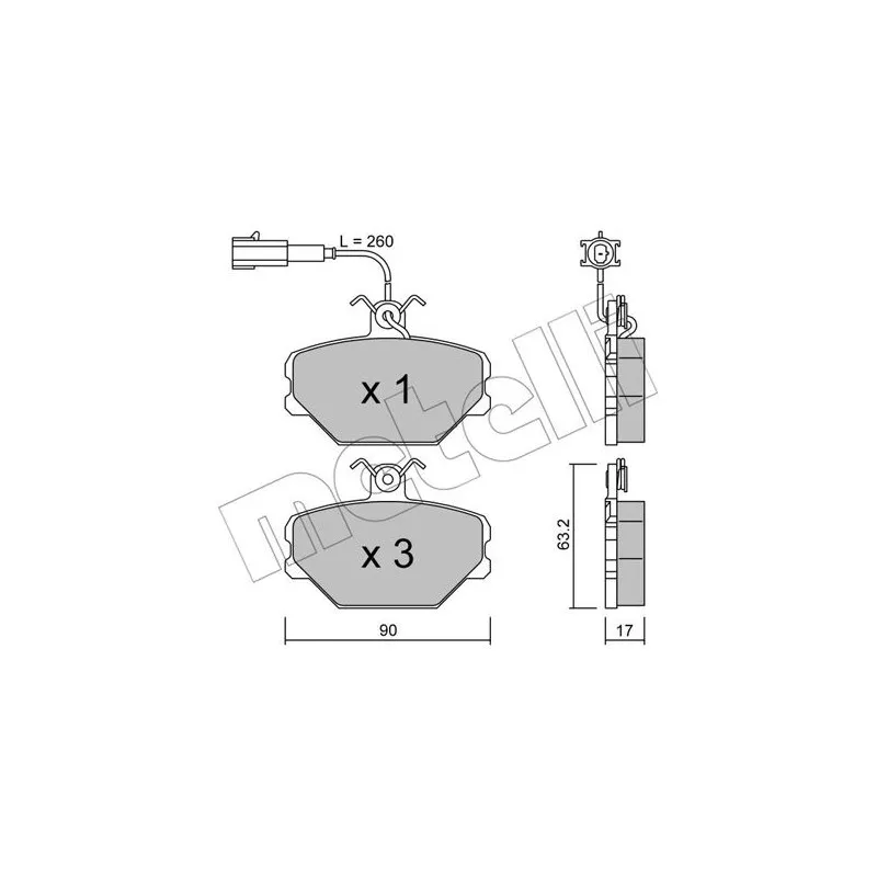 Jeu de 4 plaquettes de frein avant METELLI 22-0059-0 - Visuel 1