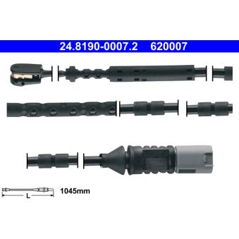 Contact d'avertissement, usure des plaquettes de frein ATE 24.8190-0007.2 pour RENAULT MASTER 2.3 DCI (FWD) - 146cv