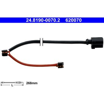 Contact d'avertissement, usure des plaquettes de frein ATE 24.8190-0070.2 pour PORSCHE BOXSTER 2.5 GTS - 365cv