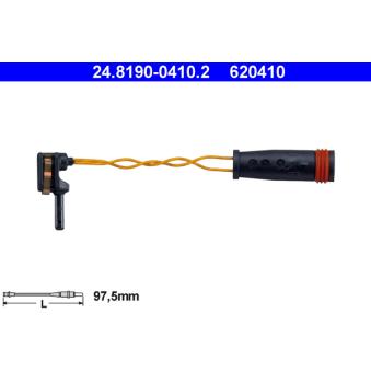 Contact d'avertissement, usure des plaquettes de frein ATE 24.8190-0410.2 pour MERCEDES-BENZ CLASSE E E 220 BlueTEC - 177cv