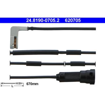 Contact d'avertissement, usure des plaquettes de frein ATE 24.8190-0705.2 pour DAEWOO ESPERO 1.8 - 95cv