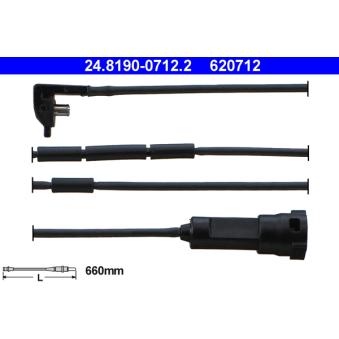Contact d'avertissement, usure des plaquettes de frein ATE 24.8190-0712.2 pour OPEL OMEGA 2.3 TD Intercooler - 100cv