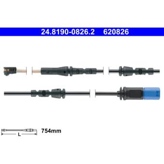 Contact d'avertissement, usure des plaquettes de frein ATE OEM 34356880543