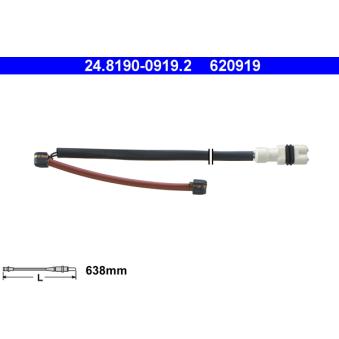 Contact d'avertissement, usure des plaquettes de frein ATE 24.8190-0919.2