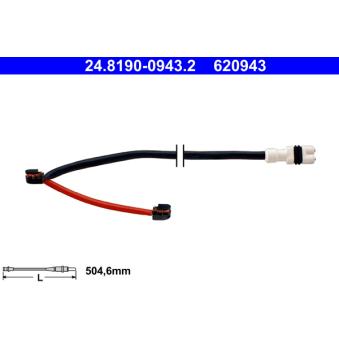 Contact d'avertissement, usure des plaquettes de frein ATE 24.8190-0943.2 pour PORSCHE 911 3.6 Carrera 4S - 345cv