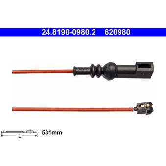 Contact d'avertissement, usure des plaquettes de frein ATE OEM 1829401