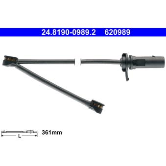 Contact d'avertissement, usure des plaquettes de frein ATE 24.8190-0989.2 pour AUDI Q5 3.0 TDI quattro - 211cv