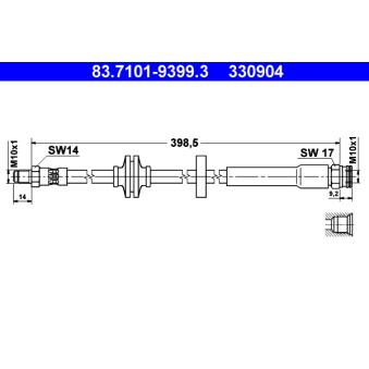 Flexible de frein ATE 83.7101-9399.3 pour ALFA ROMEO SPIDER 3.2 JTS Q4 - 260cv