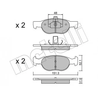 Jeu de 4 plaquettes de frein avant METELLI OEM 77362170