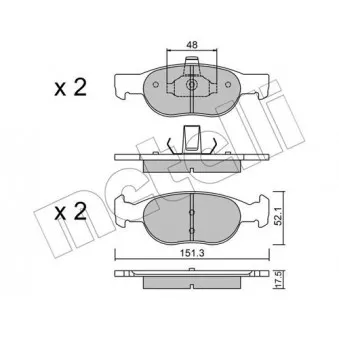 METELLI 22-0079-2 - Jeu de 4 plaquettes de frein avant