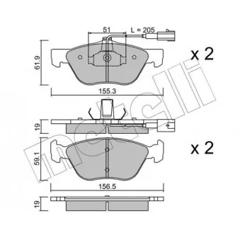 Jeu de 4 plaquettes de frein avant METELLI OEM 77362228