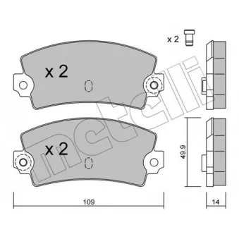 Jeu de 4 plaquettes de frein arrière METELLI OEM 7701202903