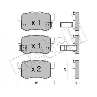 Jeu de 4 plaquettes de frein arrière METELLI OEM 43022sm4505