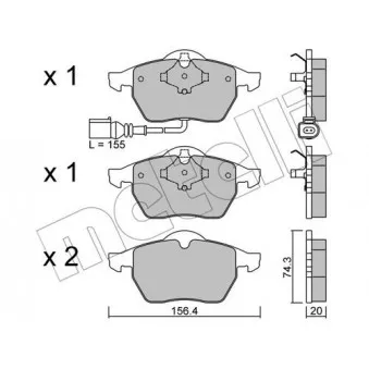 Jeu de 4 plaquettes de frein avant METELLI OEM 1J0698151K