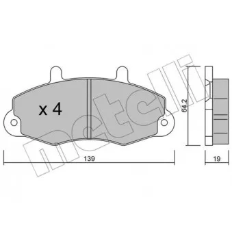 Jeu de 4 plaquettes de frein avant METELLI OEM 1301589