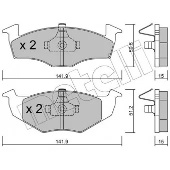 Jeu de 4 plaquettes de frein avant METELLI OEM 140698151B