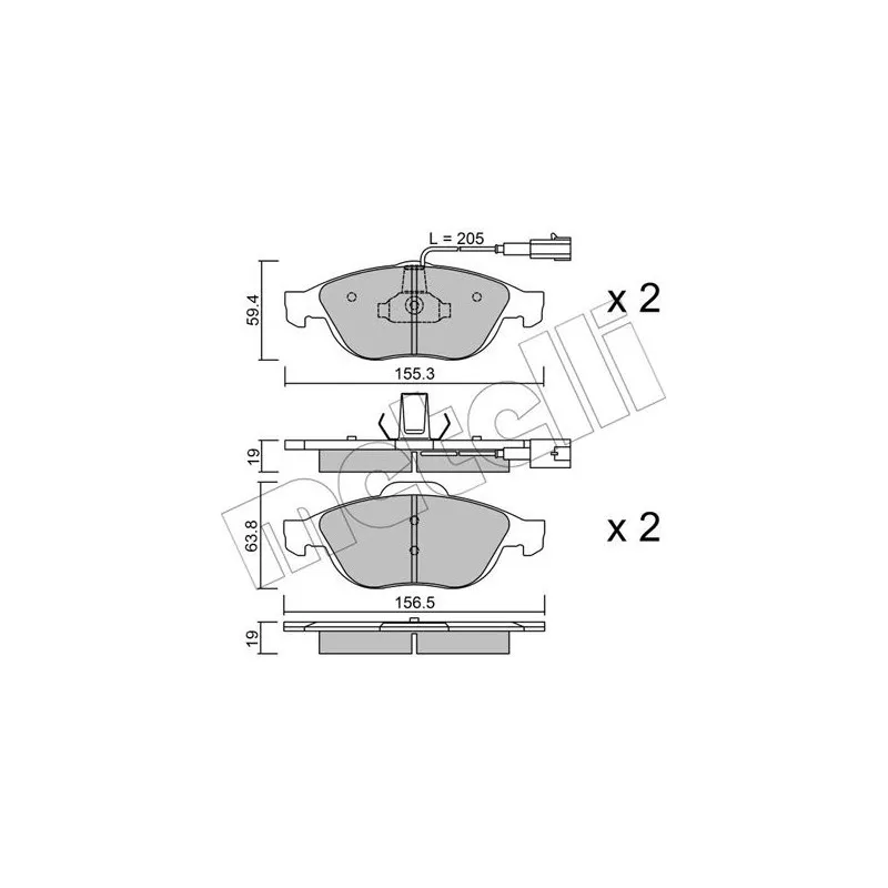 Jeu de 4 plaquettes de frein avant METELLI 22-0220-0 - Visuel 1
