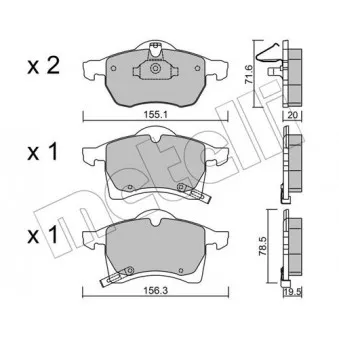 Jeu de 4 plaquettes de frein avant METELLI OEM 1605957