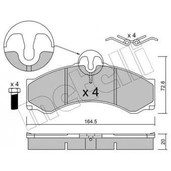 Jeu de 4 plaquettes de frein arrière METELLI OEM 2D0698151B