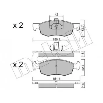 Jeu de 4 plaquettes de frein avant METELLI OEM 77363496