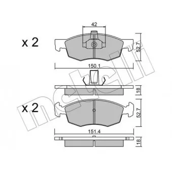 METELLI 22-0274-2 - Jeu de 4 plaquettes de frein avant
