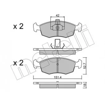 Jeu de 4 plaquettes de frein avant METELLI OEM 77362180