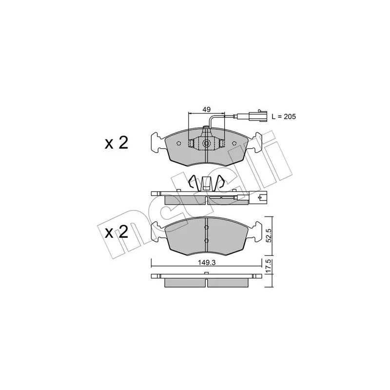 Jeu de 4 plaquettes de frein avant METELLI 22-0274-4 - Visuel 1