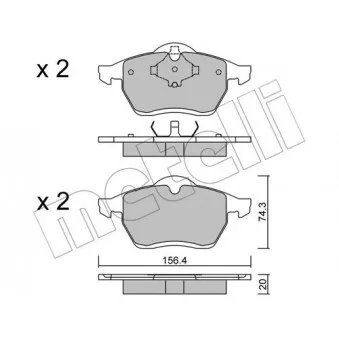 Jeu de 4 plaquettes de frein avant METELLI OEM 7M0698151B