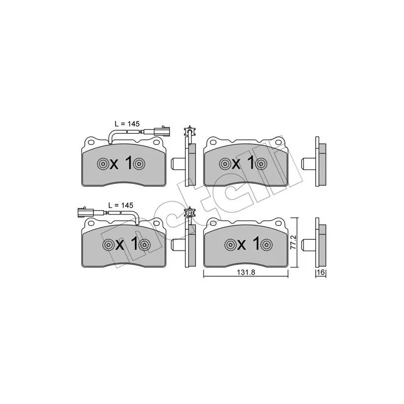 Jeu de 4 plaquettes de frein avant METELLI 22-0288-6 - Visuel 1
