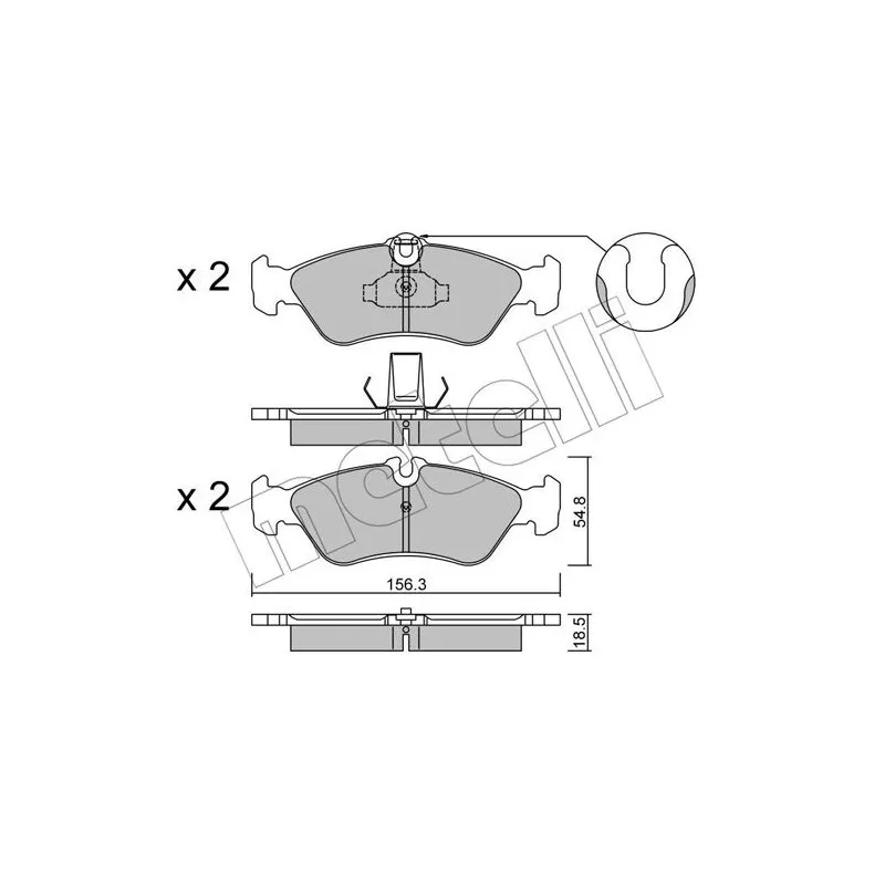 Jeu de 4 plaquettes de frein arrière METELLI 22-0311-0 - Visuel 1