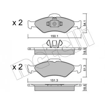 Jeu de 4 plaquettes de frein avant METELLI OEM YS612K021AA