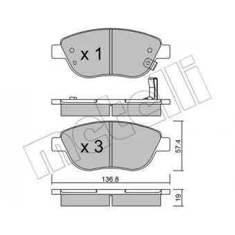 Jeu de 4 plaquettes de frein avant METELLI OEM 1605354