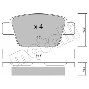 Jeu de 4 plaquettes de frein arrière METELLI OEM 71769094