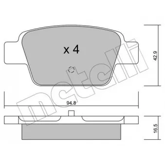 METELLI 22-0323-0 - Jeu de 4 plaquettes de frein arrière