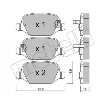 Jeu de 4 plaquettes de frein arrière METELLI OEM 77366456