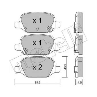 Jeu de 4 plaquettes de frein arrière METELLI OEM 77366453
