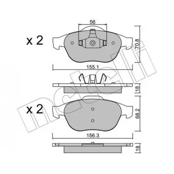 Jeu de 4 plaquettes de frein avant METELLI 22-0336-1 pour RENAULT LAGUNA 3.0 V6 24V - 207cv