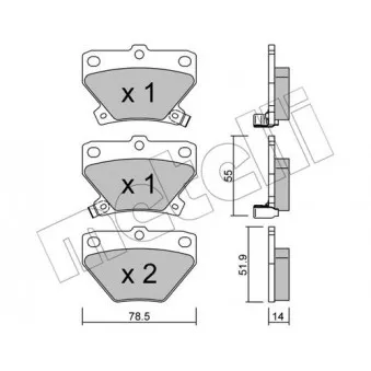 Jeu de 4 plaquettes de frein arrière METELLI OEM 0446652060